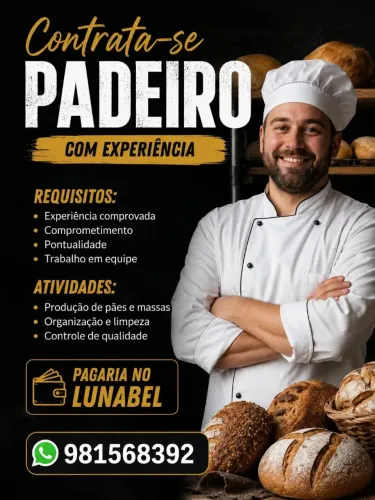 Contrato padeiro com experiência 