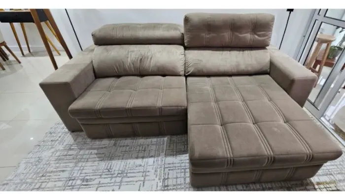Sofá Retrátil e Reclinável 2,50m Suede Premium (Super Confortável)