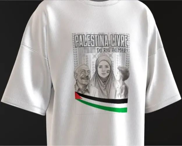 Camiseta "Palestina Livre, do Rio ao Mar" (Sob encomenda)
