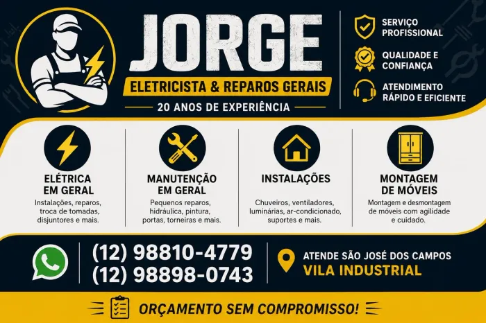 Eletricista e montador de móveis sjc