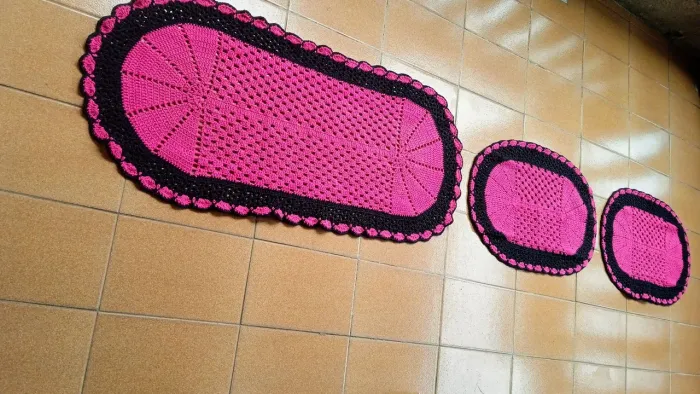 Jogos de tapete de crochê, 3 peças 