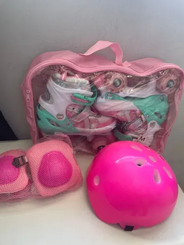 Patins infantil ajustável com kit de segurança completo