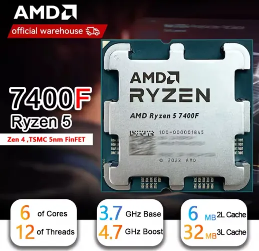 Processador AM5 DDR5 Ryzen 5 7400F + Cooler Box!!!