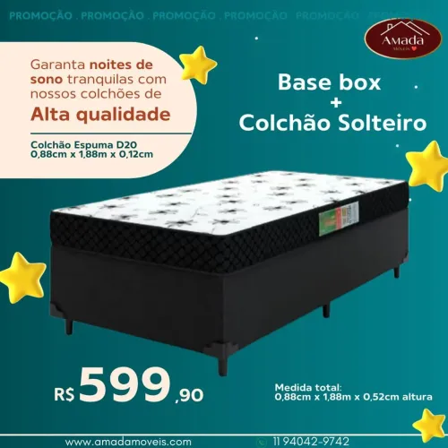 Base box solteiro + colchão Solteiro - à pronta entrega 