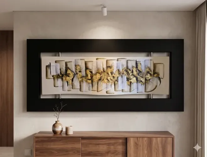 Quadro Abstrato Moderno 3D com Moldura Flutuante - Arte Original (Nívia Martins)