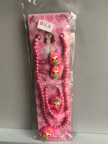 Kit Bijuteria Infantil Colar E Pulseira Pérolas Com Presilhas Sereia
