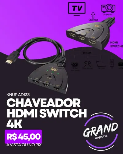 Chaveador HDMI Switch 4k