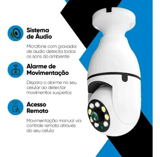 Câmera De Segurança Lâmpada App Icsee Wifi Bivolt Espião 360 Cor Branco (LEIA À DESCRIÇÃO)
