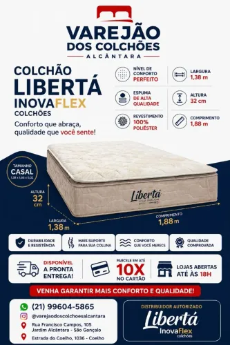 Colchão Inovaflex libertá. Pilow top e molas ensacadas 32cm altura 21 99812+8693
