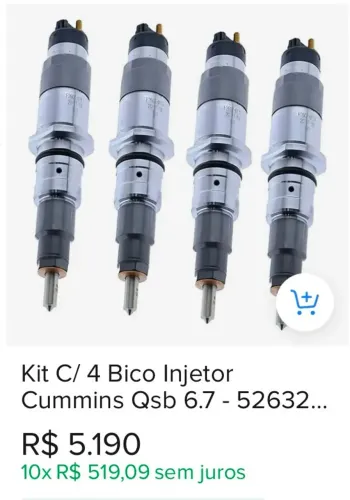 KIT COM 4 BICOS INJETORES DIESEL 0445120231 CUMMINS QSB 6.7