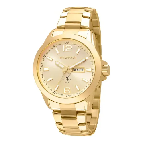 Relógio Technos Masculino Dourado Golf Prova Dágua 2105AU