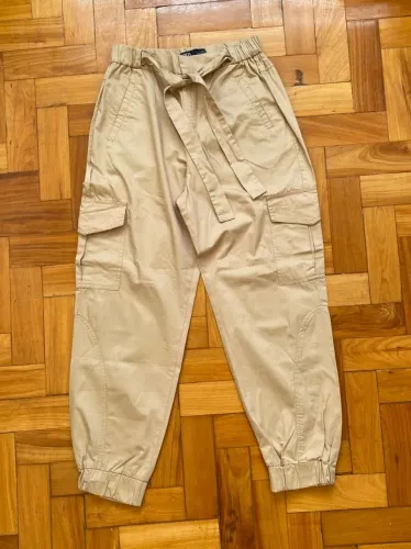 calça zara bege jogger tamanho M