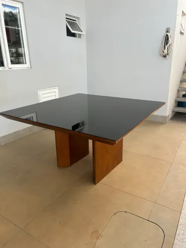 Mesa de jantar 8 cadeiras com tampo de vidro