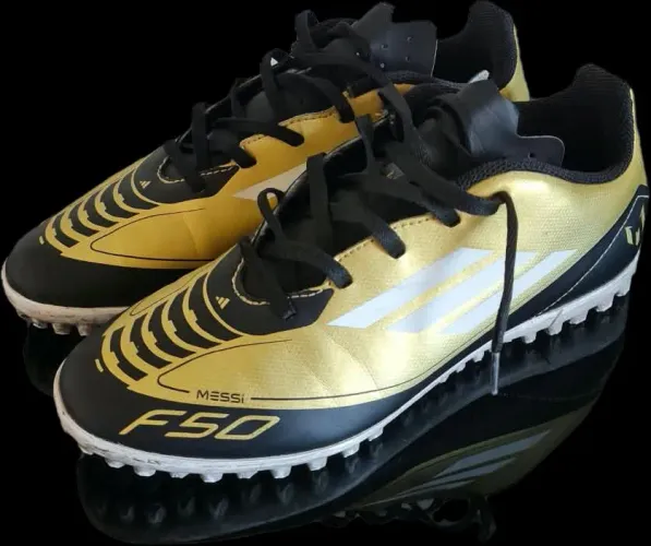 Chuteira Masculina Society F50 Club TF Messi Adidas PRETO/DOURADO num 36 27cm