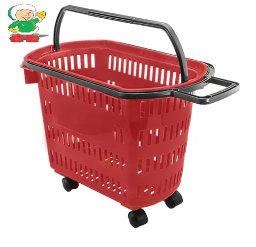 6392 - CESTA PLASTICA D-300 VERMELHA DE 30L C/RODAS / MARCA: DELLAPLAST
