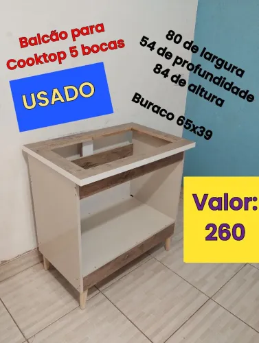 Balcão para Cooktop 4 e 5 bocas USADO conservado