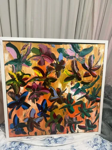 Quadro Original Assinado com Moldura - Pintura Floral