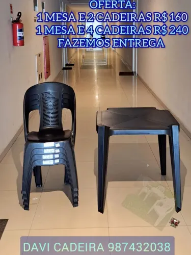 MESA MAIS CADEIRA DE PLASTICO PARA SUA ND CS CASA NOVA