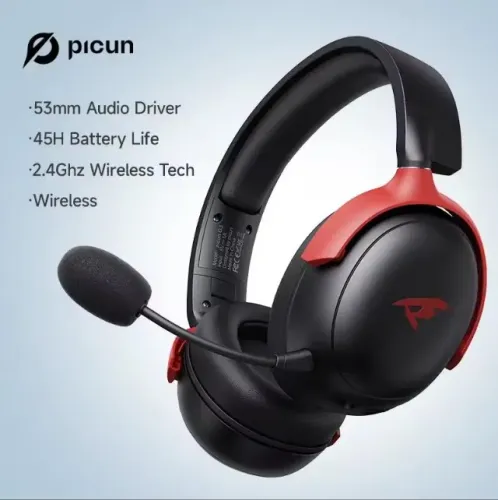 Headset Gamer Picun G3 Wireless 2.4GHz | Preto/Vermelho NOVO LACRADO