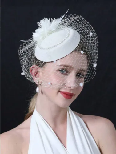 Casquete Fascinator - Casquete com Voilette Véu Noiva