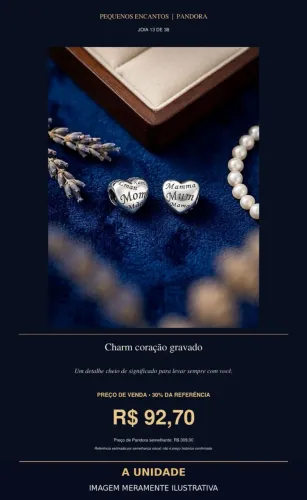 Charm coração gravado