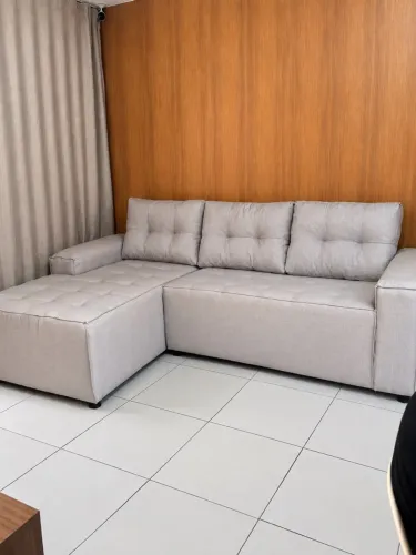 Sofá chaise no linho 2.20m disponível a pronta entrega