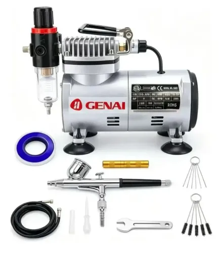 Kit Compressor de Ar com Aerógrafo Profissional 1/6 HP