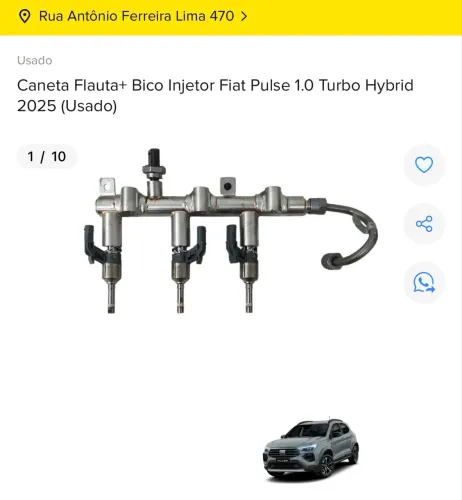 CANETA + BICOS INJETORES FIAT PULSE 1.0 TURBO 2024