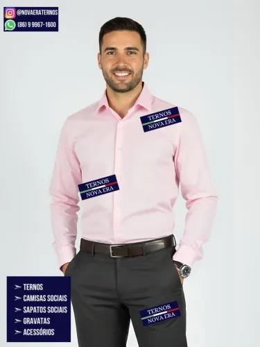 CAMISA SOCIAL SLIM FIT ROSA
