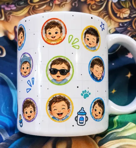 Caneca personalizada 325ml - Com fotos dos filhos - Carter Artes