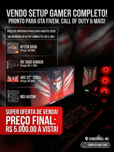 COMPUTADOR GANER COMPLETO COM MONITOR ,MOUSE FONE E TUDO