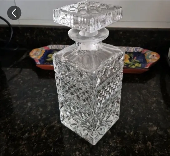 Decantador de whisky Quadrado de Cristal de Chumbo Vintage com Padrão de Diamante