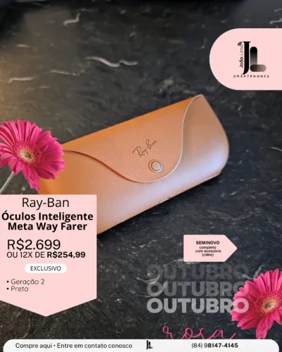 RAY-BAN, ÓCULOS INTELIGENTE META WAY FARER, GERAÇÃO 2, PRETO, SEMINOVO, EXCLUSIVO!