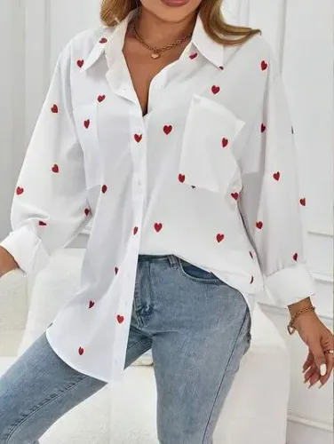 Cojunto Camisa Social e Short de Corações - tam P - 50