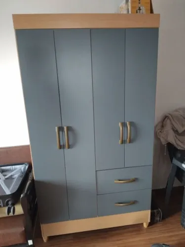 Guarda-roupa Albatroz Mobi, 4 portas e 2 gavetas, na cor Nature/Freijó com Titan