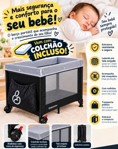 Berço cercadinho portátil 