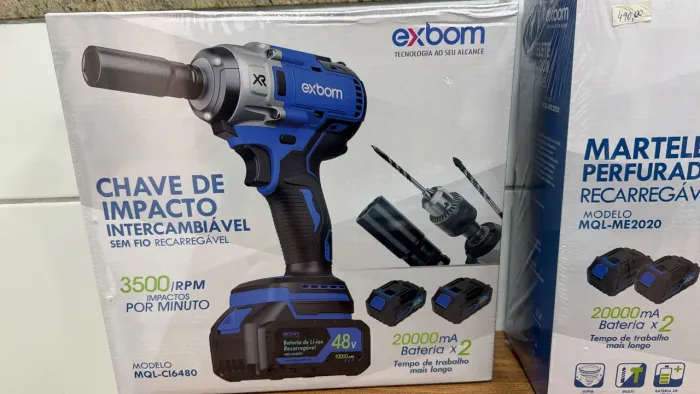 Chave de impacto intercambiável sem fio 3500RPM com 2 baterias 