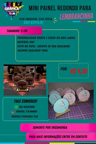mini painel redondo para lembrancinhas