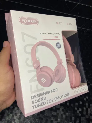 Headphone com fio - cor rosa, super confortável - entrega rápida