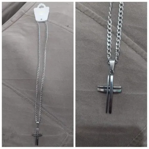 Corrente masculina c/ pingente crucifixo Aço Inox tam. total 60 cm nova por R$ 10,00 cada