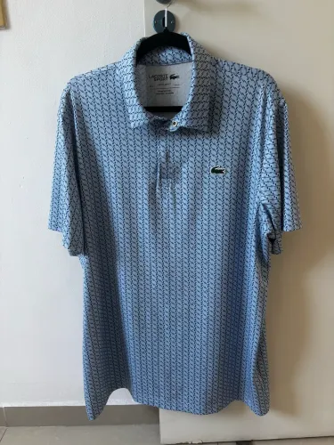 Polo Lacoste Sport Original Azul Estampada