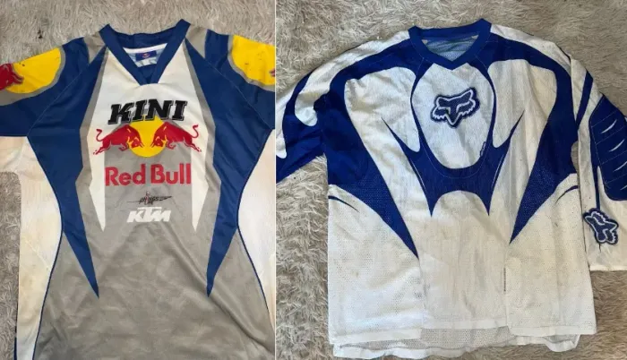 Promoção: 2 Camisas Fox Airline e RedBull Kini Relíquia Motocross trilha offroad