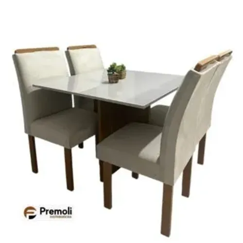 Mesa Premoli Salinas 1.20X80 C/04 Cad Londres Com Vidro