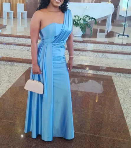 Vestido azul serenety madrinha