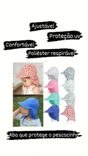 Chapéu proteção uv50+! Para bebês de 2 meses a 2 anos e 2 a 5 anos!