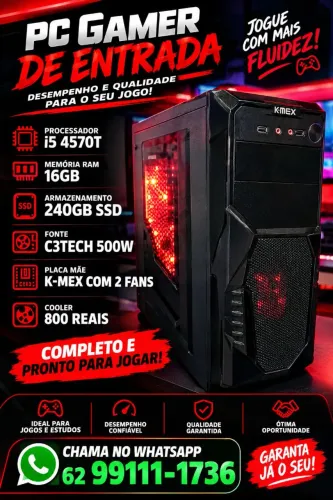 Cpu Gamer de Entrada I5 4570T com 16GB Memória 240GB Ssd