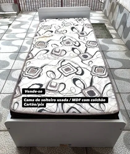 CAMA DE SOLTEIRO MDF C/ COLCHÃO