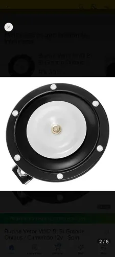 Buzina elétrica universal 12V 4.5A (modelo Bibi grande, 123mm)