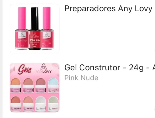 Kit Unha de Gel Any lovy preparadores e gel construtor