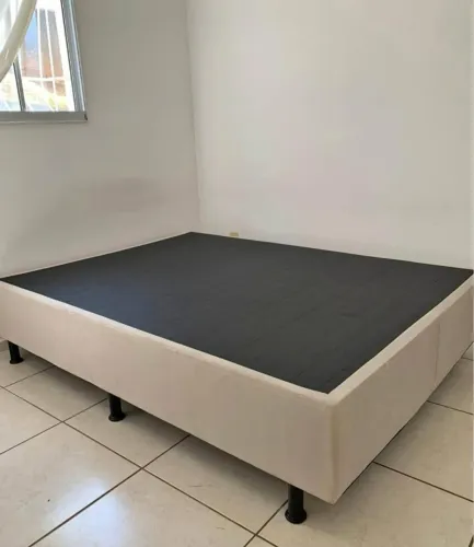 Base Box casal Suede bege